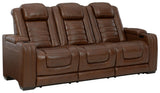 Backtrack Chocolate Leather Power Reclining Sofa - Ella Furniture