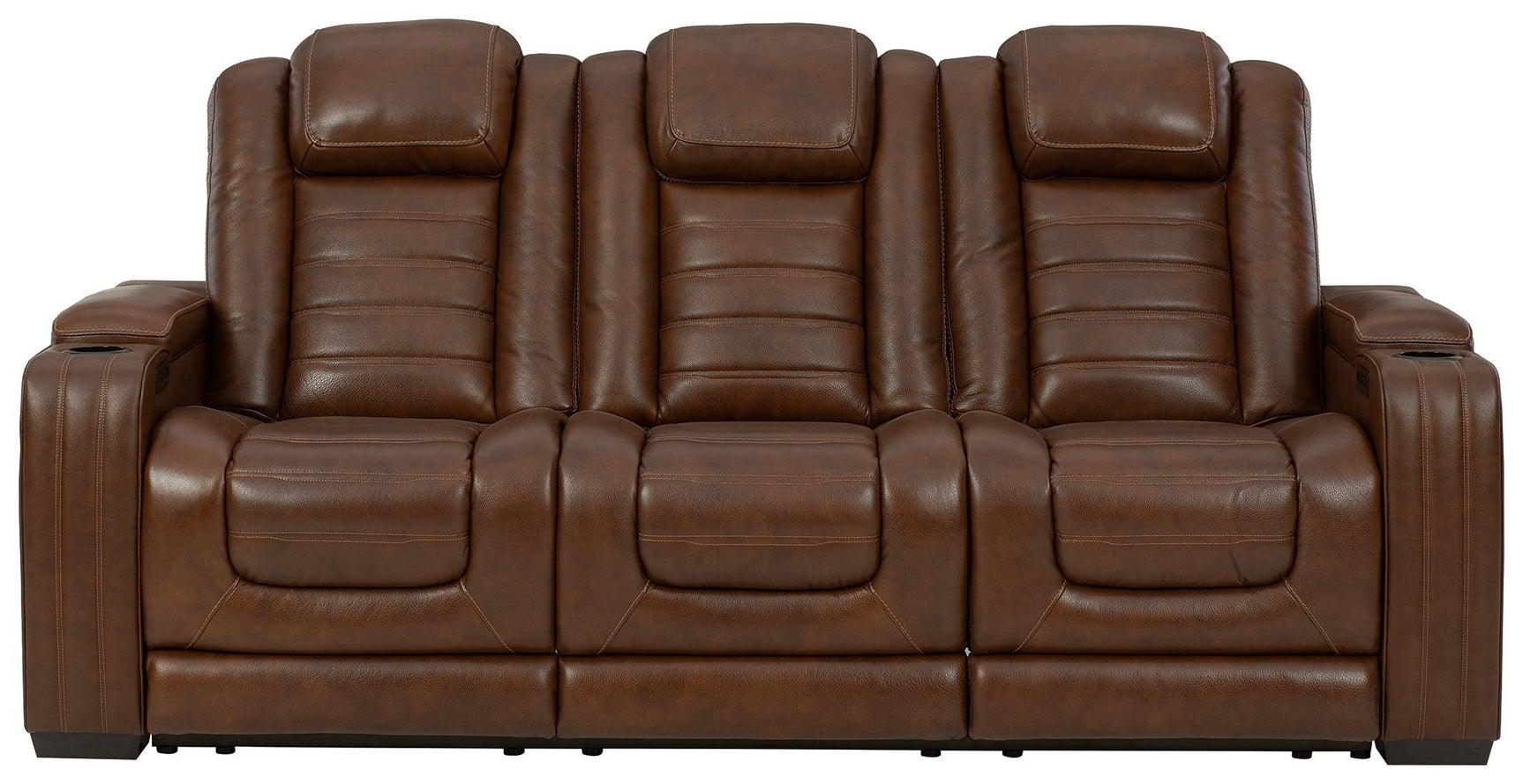 Backtrack Chocolate Leather Power Reclining Sofa - Ella Furniture