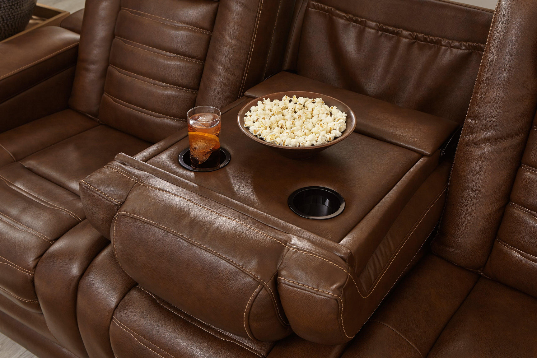 Backtrack Chocolate Leather Power Reclining Sofa - Ella Furniture