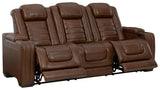 Backtrack Chocolate Leather Power Reclining Sofa - Ella Furniture