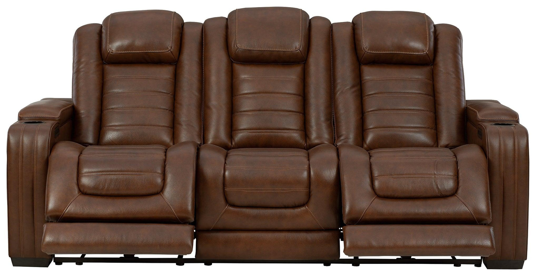 Backtrack Chocolate Leather Power Reclining Sofa - Ella Furniture