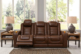 Backtrack Chocolate Leather Power Reclining Sofa - Ella Furniture