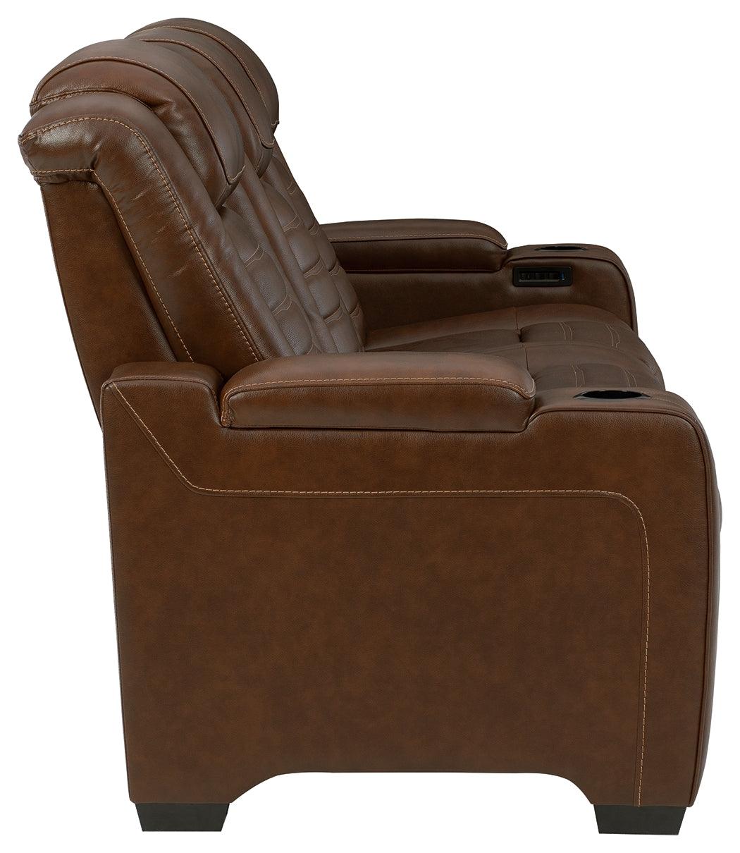 Backtrack Chocolate Leather Power Reclining Sofa - Ella Furniture