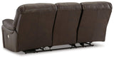 Leesworth Dark Brown Leather Power Reclining Sofa - Ella Furniture