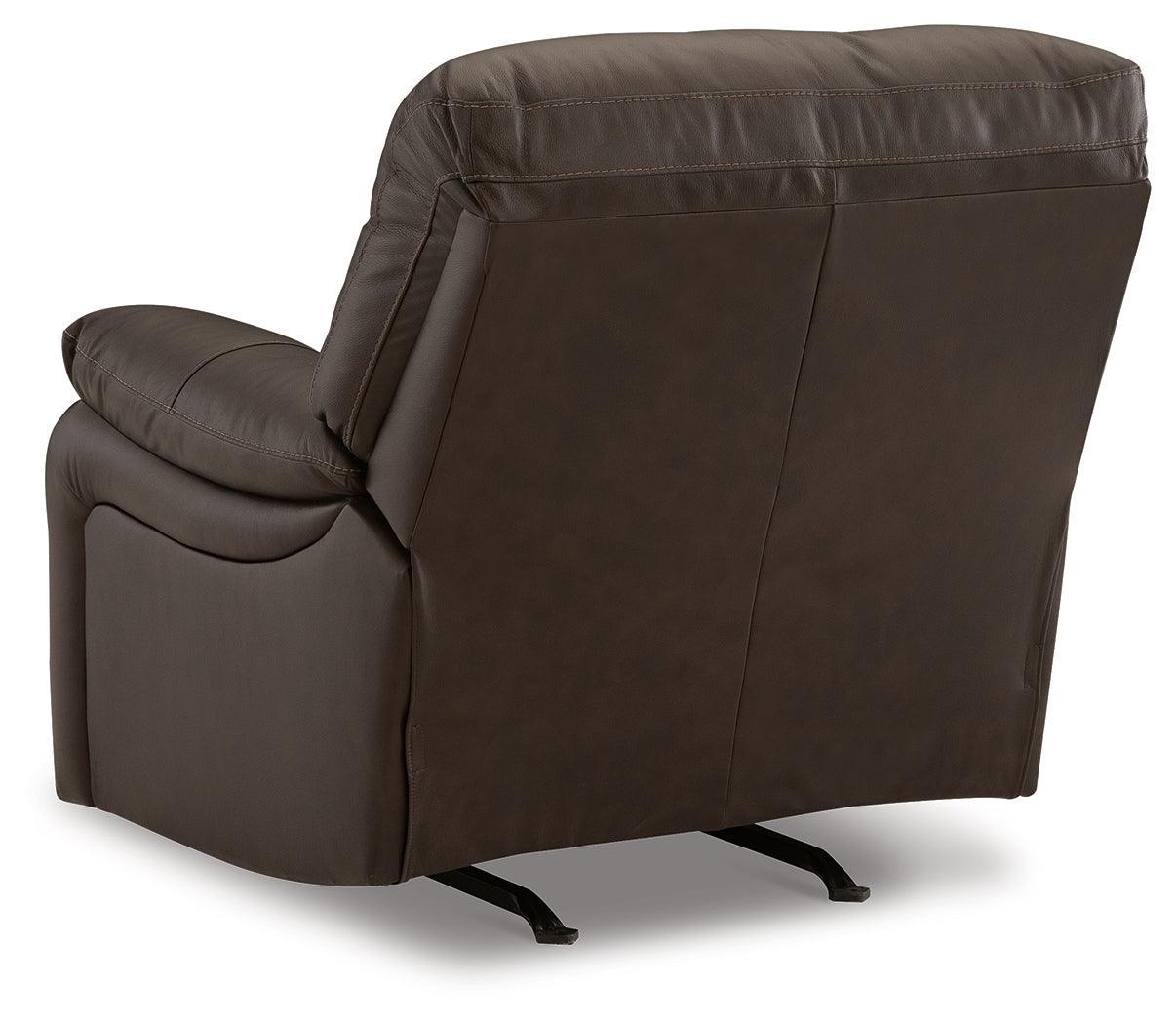 Leesworth Dark Brown Leather Power Recliner - Ella Furniture