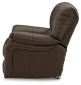 Leesworth Dark Brown Leather Power Recliner - Ella Furniture