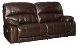 Hallstrung Chocolate Leather Power Reclining Sofa - Ella Furniture