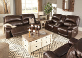 Hallstrung Chocolate Leather Power Reclining Sofa - Ella Furniture