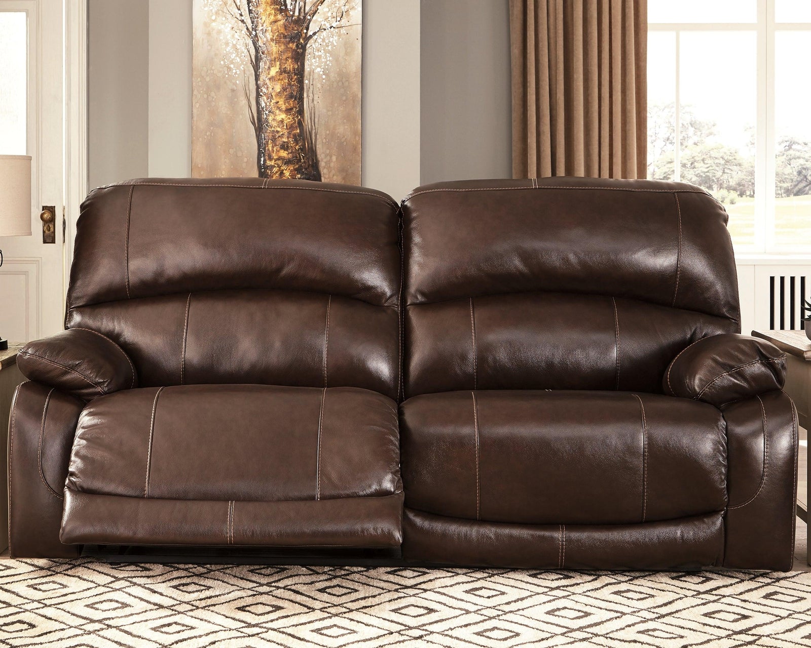 Hallstrung Chocolate Leather Power Reclining Sofa