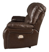 Hallstrung Chocolate Leather Power Reclining Sofa - Ella Furniture