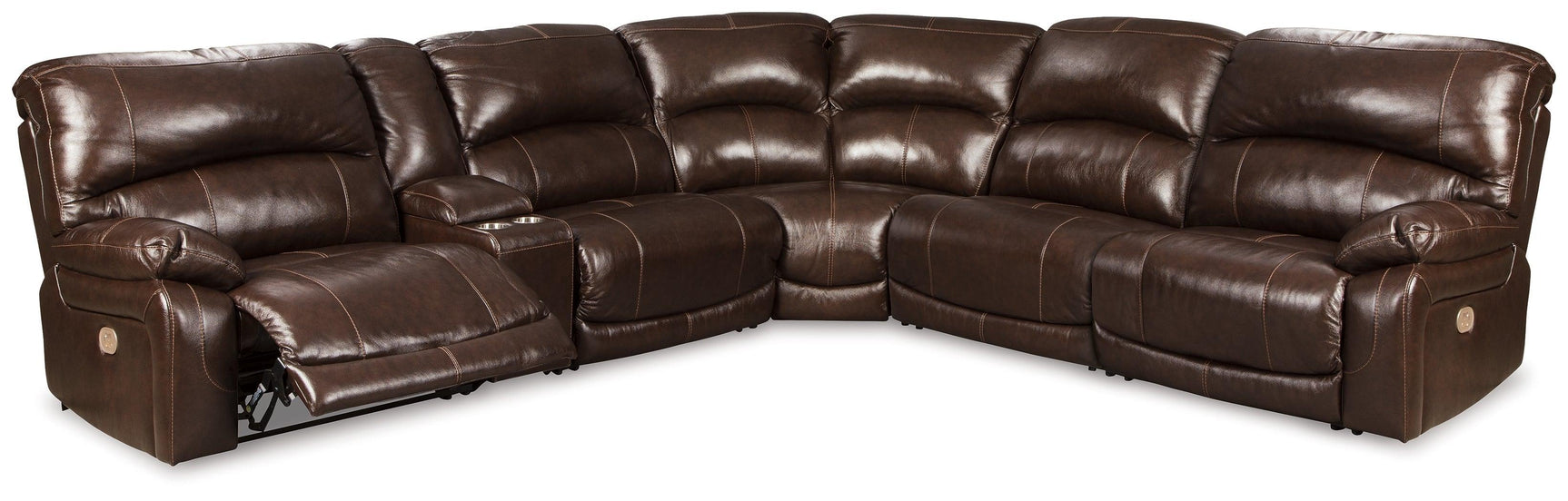 Hallstrung Chocolate 6-Piece Power Reclining Sectional - Ella Furniture