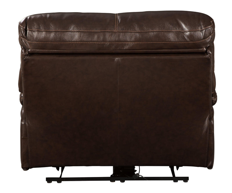 Hallstrung Chocolate Leather Power Recliner - Ella Furniture