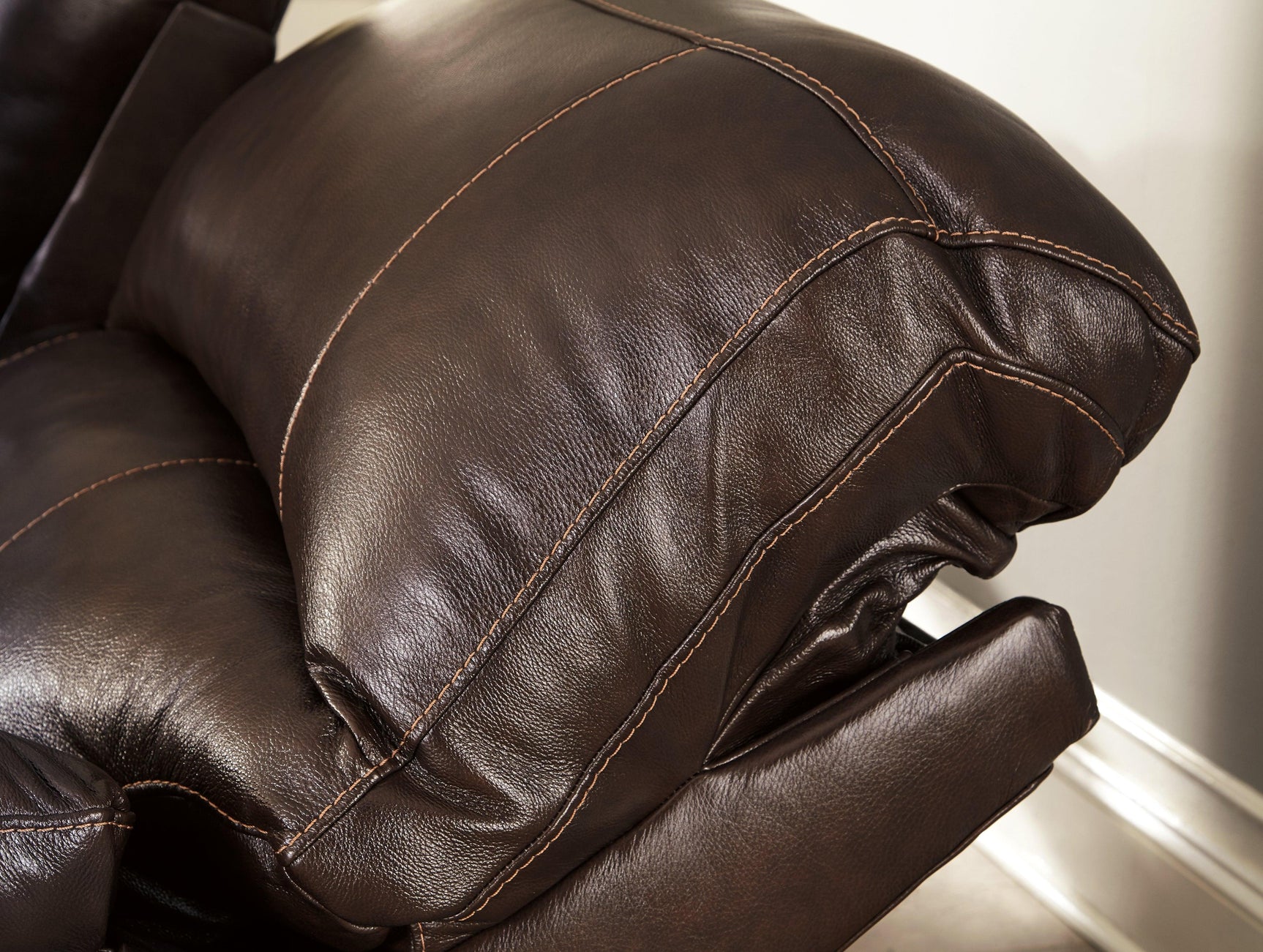 Hallstrung Chocolate Leather Power Reclining Sofa - Ella Furniture