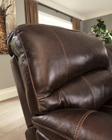 Hallstrung Chocolate Leather Power Reclining Sofa - Ella Furniture