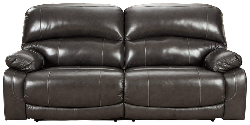 Hallstrung Gray Leather Power Reclining Sofa - Ella Furniture