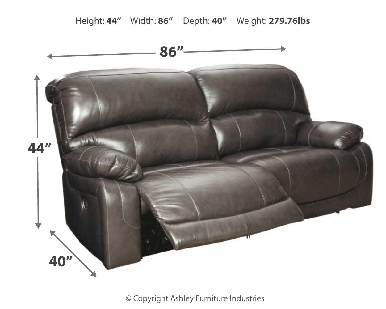 Hallstrung Gray Leather Power Reclining Sofa - Ella Furniture