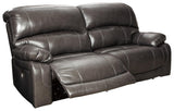 Hallstrung Gray Leather Power Reclining Sofa - Ella Furniture