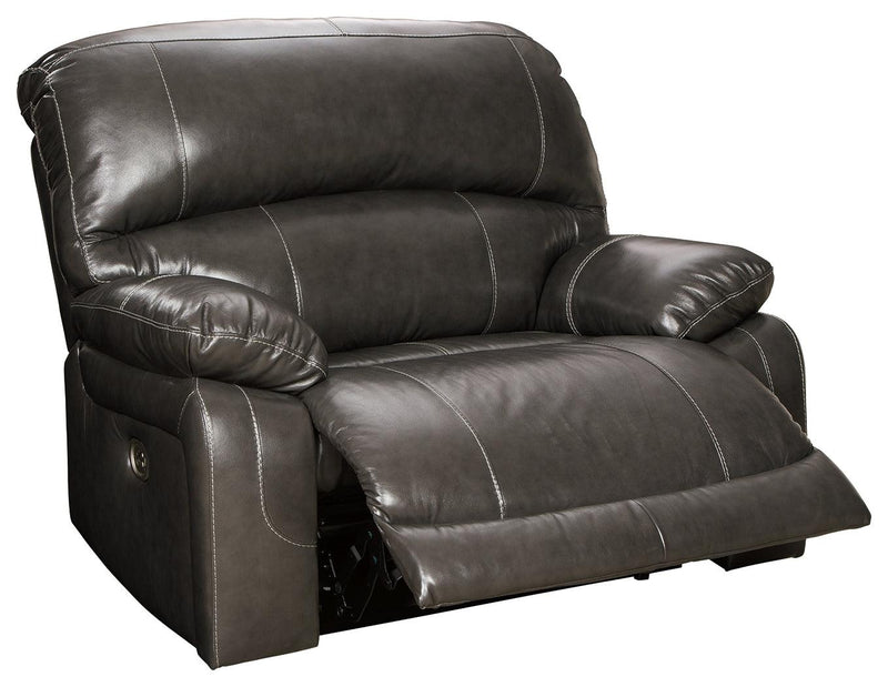 Hallstrung Gray Leather Oversized Power Recliner