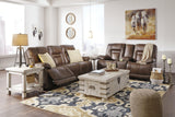 Wurstrow Umber Leather Power Reclining Sofa - Ella Furniture