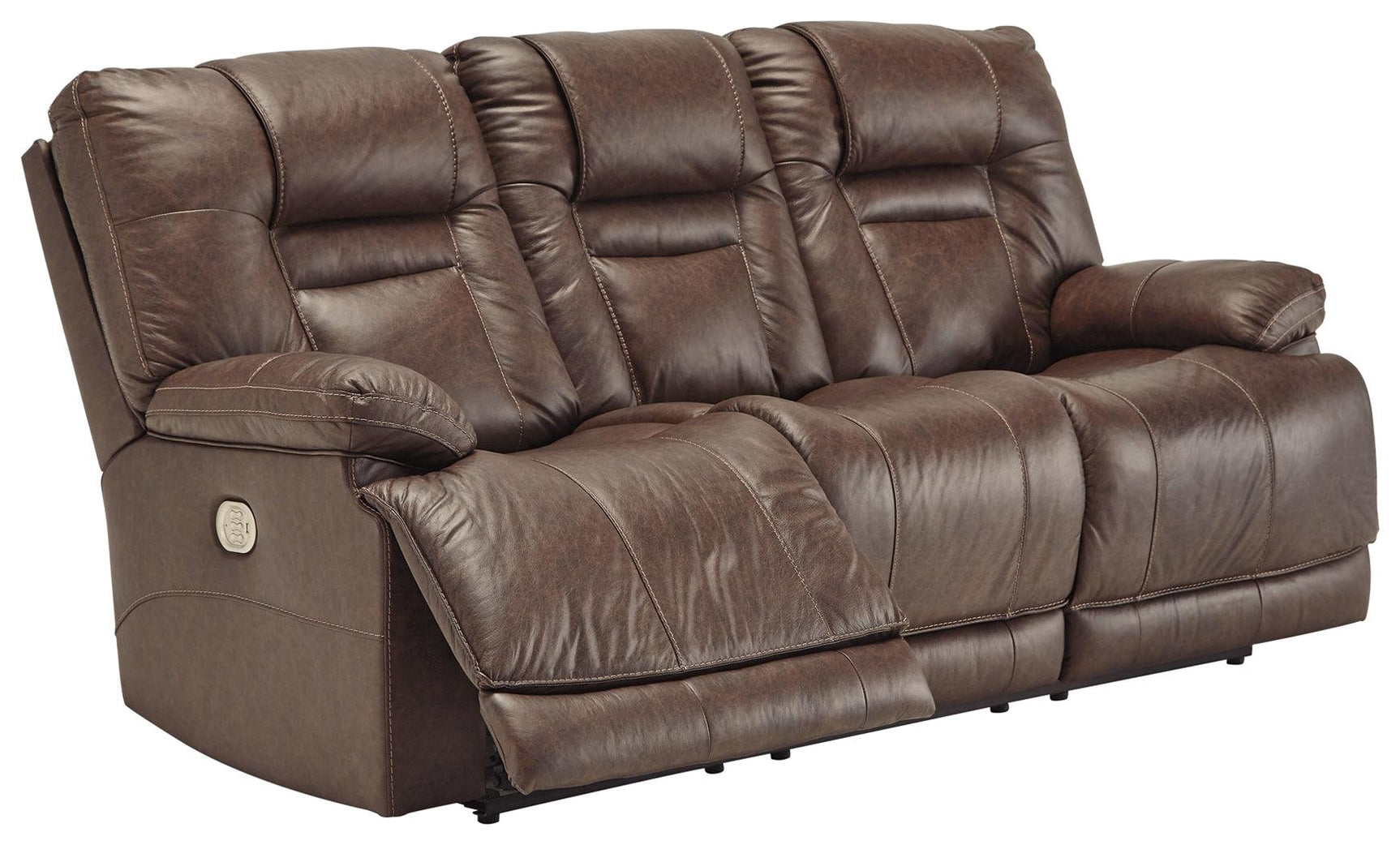 Wurstrow Umber Leather Power Reclining Sofa - Ella Furniture