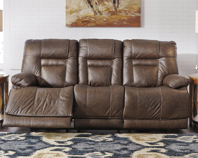 Wurstrow Umber Leather Power Reclining Sofa - Ella Furniture