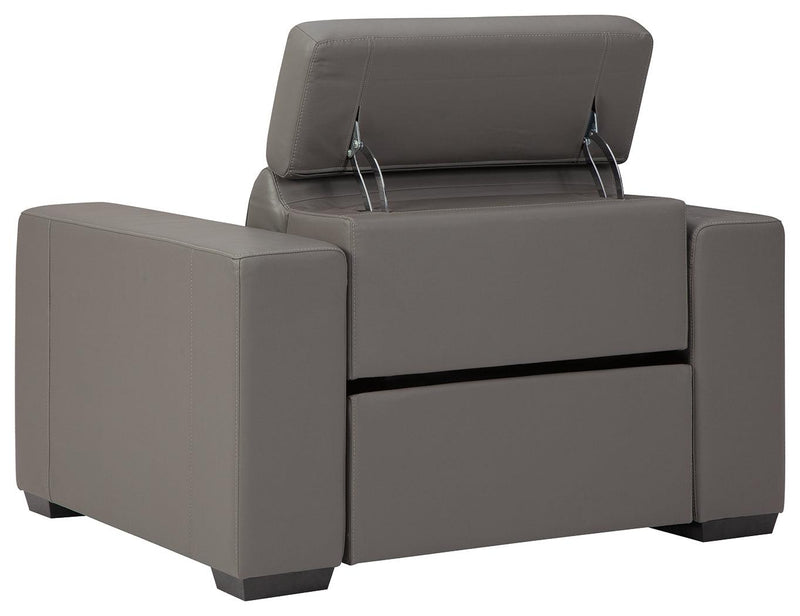 Texline Gray Leather Power Recliner - Ella Furniture