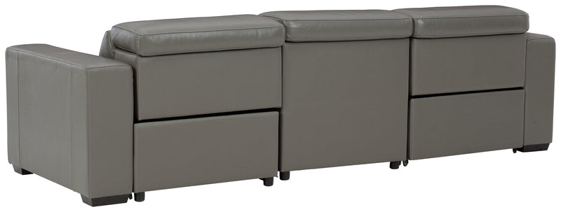 Texline Gray Leather 4-Piece Power Reclining Sofa - Ella Furniture