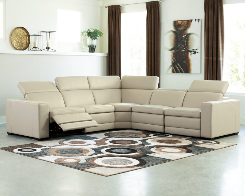 Texline Sand Leather 6-Piece Power Reclining Sectional - Ella Furniture