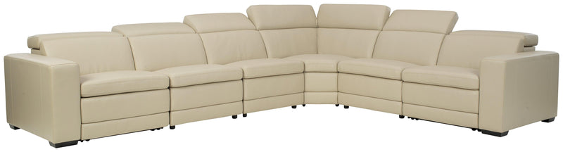 Texline Sand Leather 7-Piece Power Reclining Sectional - Ella Furniture