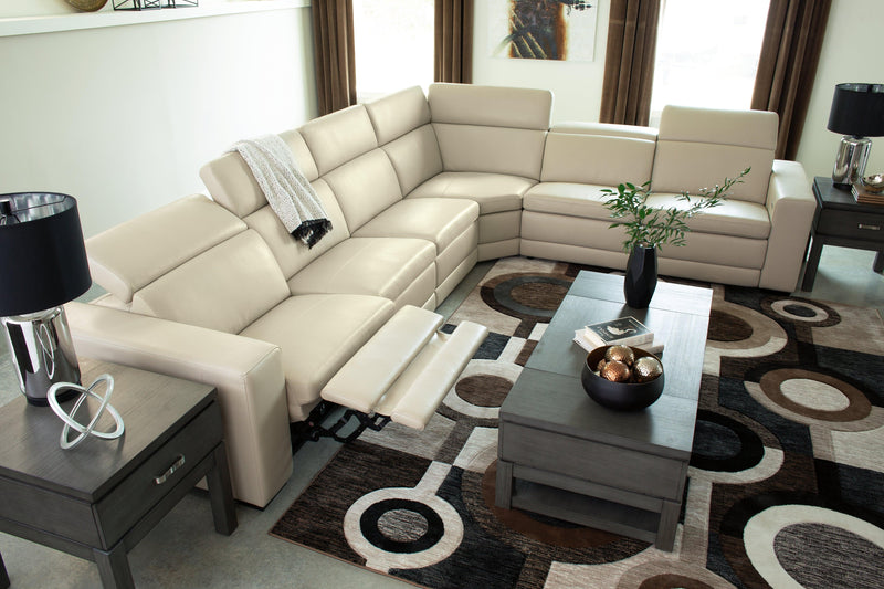 Texline Sand Leather 6-Piece Power Reclining Sectional - Ella Furniture
