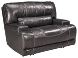 Mccaskill Gray Leather Oversized Recliner - Ella Furniture