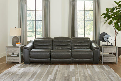 Center Line Dark Gray 3-Piece Power Reclining Sectional - Ella Furniture