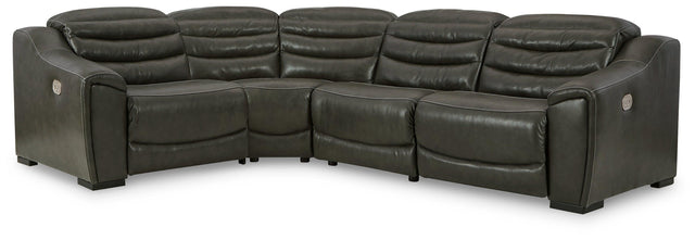 Center Line Dark Gray 4-Piece Power Reclining Sectional - Ella Furniture