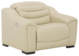 Center Line Cream Leather Power Recliner - Ella Furniture