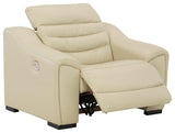 Center Line Cream Leather Power Recliner - Ella Furniture