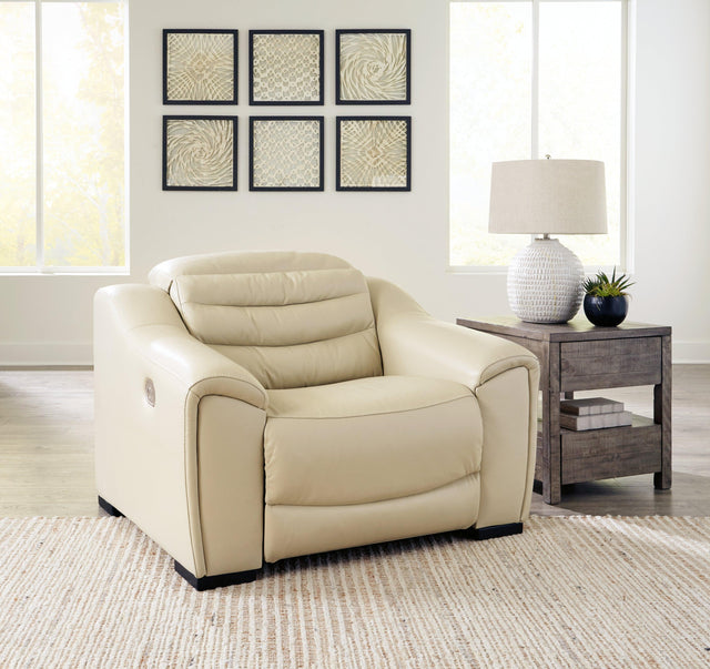 Center Line Cream Leather Power Recliner - Ella Furniture