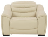 Center Line Cream Leather Power Recliner - Ella Furniture