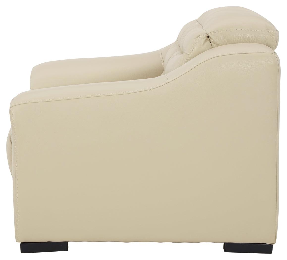 Center Line Cream Leather Power Recliner - Ella Furniture