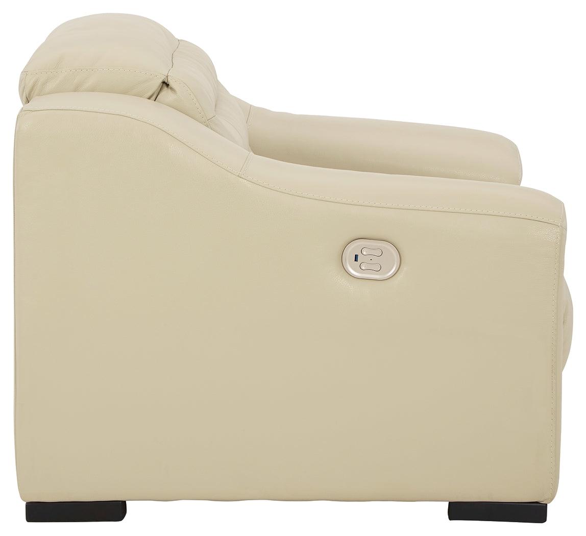 Center Line Cream Leather Power Recliner - Ella Furniture