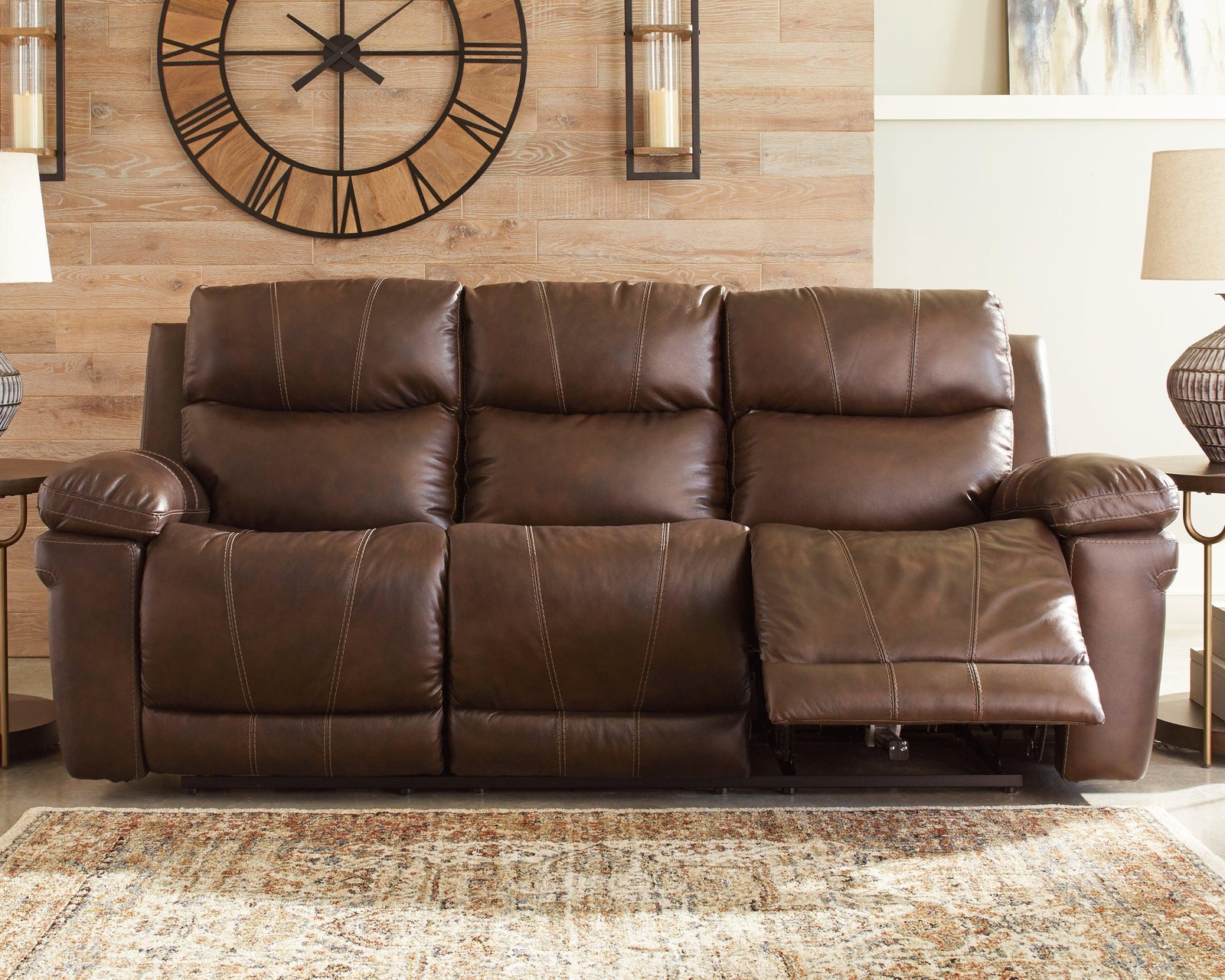 Edmar Chocolate Leather Power Reclining Sofa