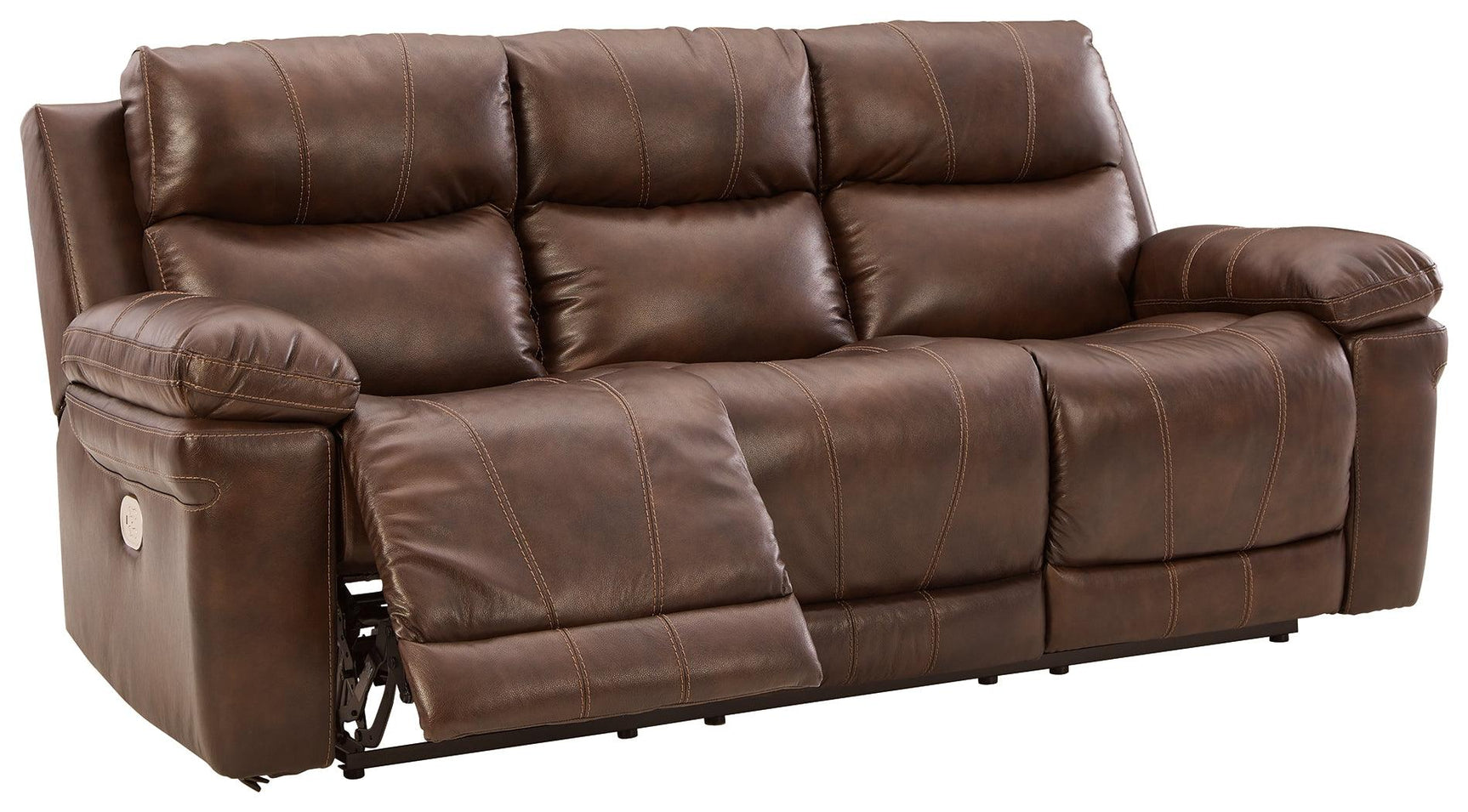 Edmar Chocolate Leather Power Reclining Sofa - Ella Furniture