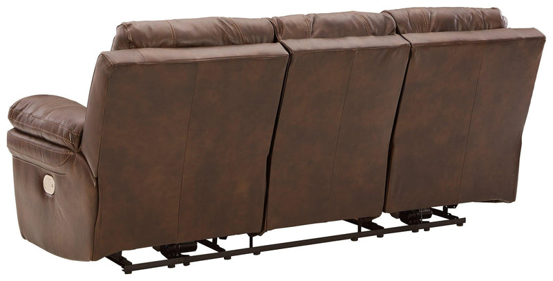 Edmar Chocolate Leather Power Reclining Sofa - Ella Furniture