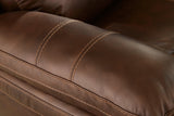 Edmar Chocolate Leather Power Reclining Loveseat With Console - Ella Furniture