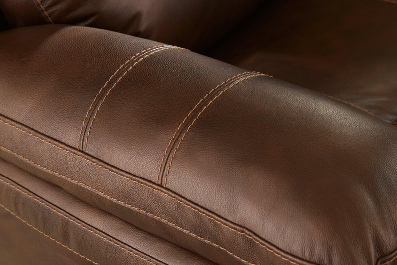 Edmar Chocolate Leather Power Reclining Sofa - Ella Furniture