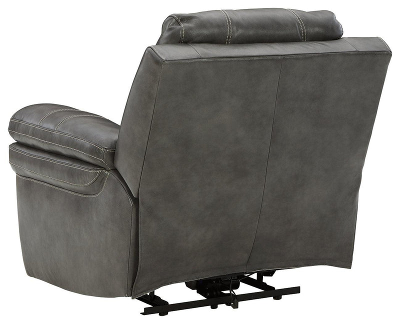 Edmar Charcoal Leather Power Recliner