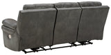 Edmar Charcoal Leather Power Reclining Sofa - Ella Furniture