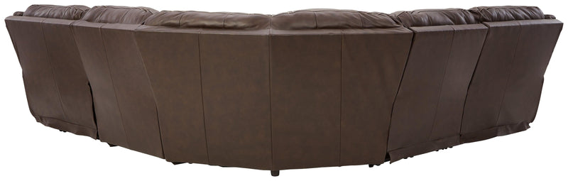 Dunleith Chocolate 5-Piece Power Reclining Sectional - Ella Furniture