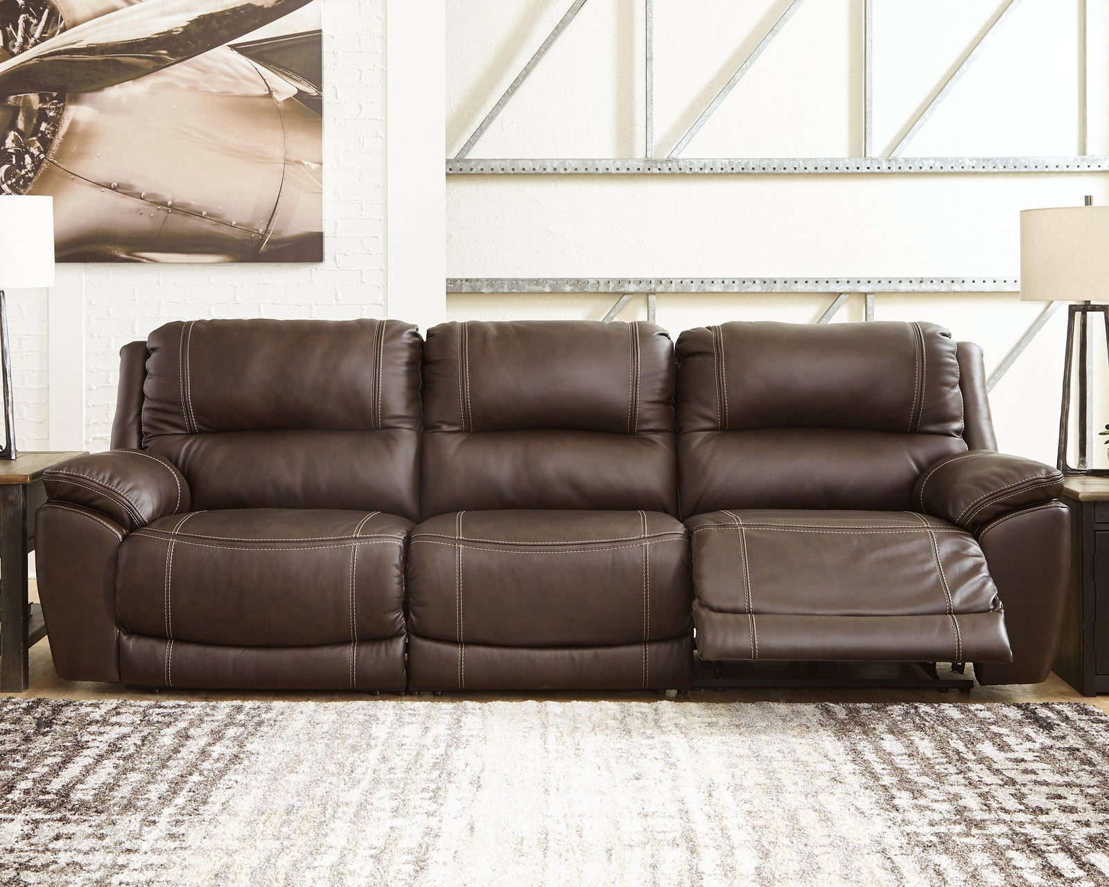 Dunleith Chocolate 3-Piece Power Reclining Sofa - Ella Furniture