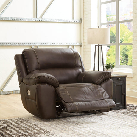 Dunleith Chocolate Leather Power Recliner - Ella Furniture