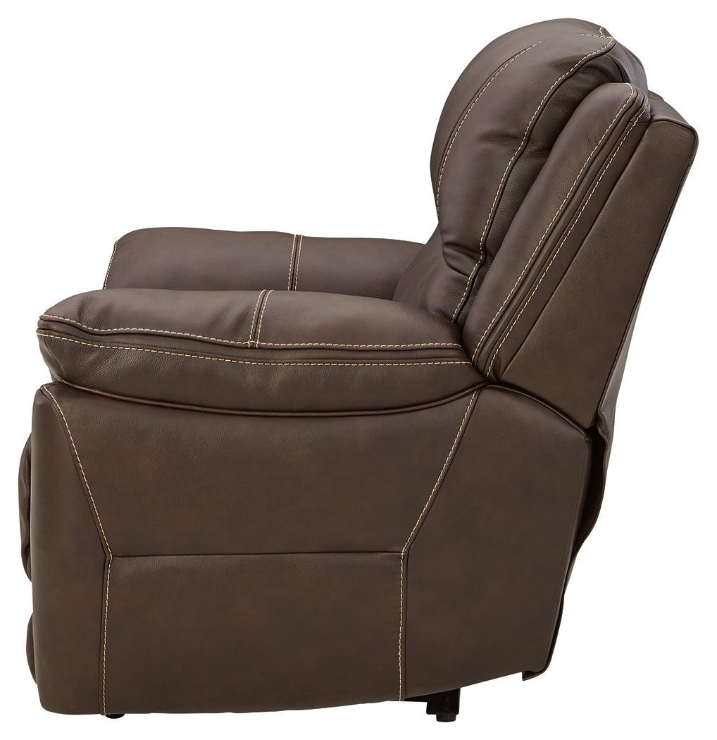 Dunleith Chocolate Leather Power Recliner - Ella Furniture